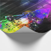 ディスコパーティーのネオンライトのクリスマスツリー ラッピングペーパー (角)