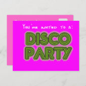 ディスコパーティーへの招待状 インビテーションポストカード (正面/裏面)