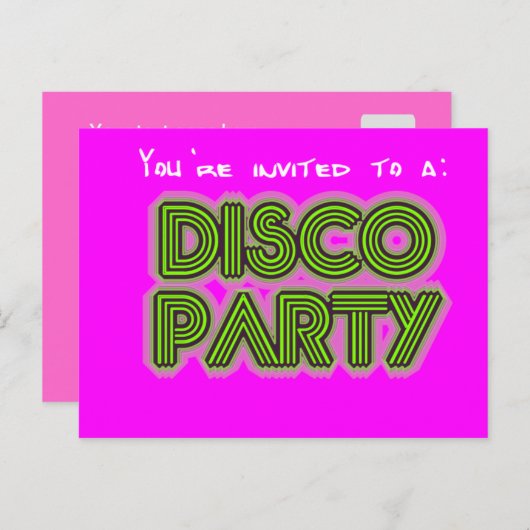 ディスコパーティーへの招待状 インビテーションポストカード (正面/裏面)