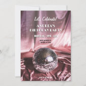 ディスコパーティーシルクピンクの女の子の夜 招待状 (正面)