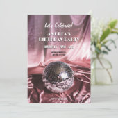 ディスコパーティーシルクピンクの女の子の夜 招待状 (スタンド正面)