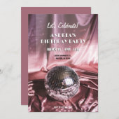 ディスコパーティーシルクピンクの女の子の夜 招待状 (正面/裏面)