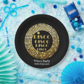 ディスコパーティーダンスパーティー70s金ゴールドディスコボール紙  ペーパープレート (パーティー)