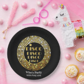 ディスコパーティーダンスパーティー70s金ゴールドディスコボール紙  ペーパープレート (パーティー)