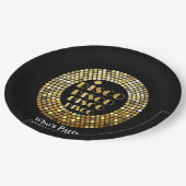 ディスコパーティーダンスパーティー70s金ゴールドディスコボール紙  ペーパープレート (アングル)