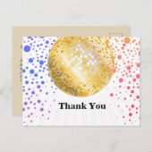 ディスコパーティーダンスパーティー70s金ゴールドディスコボール インビテーションポストカード (正面/裏面)