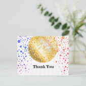 ディスコパーティーダンスパーティー70s金ゴールドディスコボール インビテーションポストカード (スタンド正面)