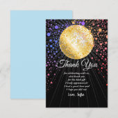 ディスコパーティーダンスパーティー70s金ゴールドディスコボール サンキューカード (正面/裏面)