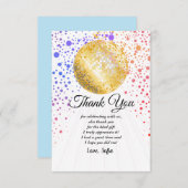 ディスコパーティーダンスパーティー70s金ゴールドディスコボール サンキューカード (正面/裏面)