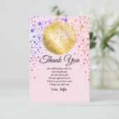 ディスコパーティーダンスパーティー70s金ゴールドディスコボール サンキューカード (スタンド正面)