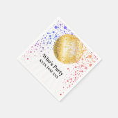 ディスコパーティーダンスパーティー70s金ゴールドディスコボール スタンダードカクテルナプキン (角)