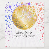 ディスコパーティーダンスパーティー70s金ゴールドディスコボール ワインラベル (シングルラベル)