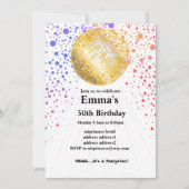 ディスコパーティーダンスパーティー70s金ゴールドディスコボール 招待状 (正面)