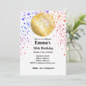 ディスコパーティーダンスパーティー70s金ゴールドディスコボール 招待状 (スタンド正面)