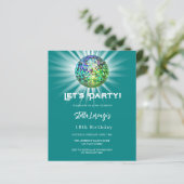 ディスコパーティーティール（緑がかった色）グリーン誕生日の招待 (スタンド正面)