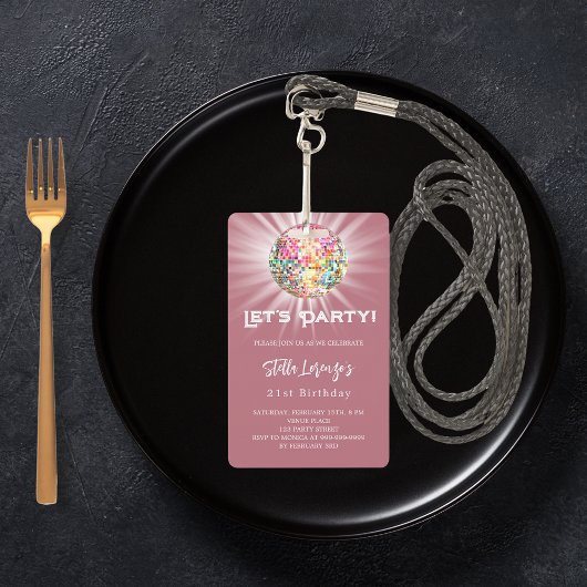 ディスコパーティーバラ金ゴールド誕生日の招待 バッジ