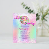 ディスコパーティーピンクのホログラフィック誕生日の招待 (スタンド正面)