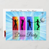 ディスコパーティーレトロ踊り誕生日パーティー 招待状 (正面/裏面)