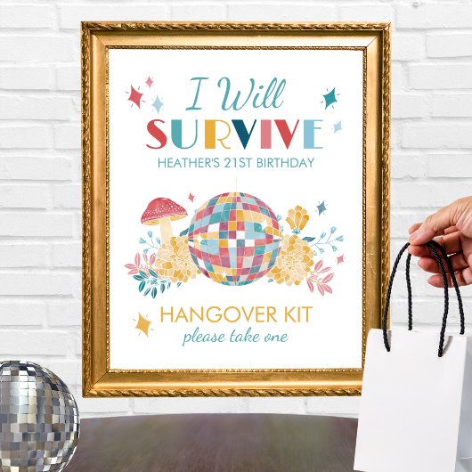 ディスコパーティー私がハングバ生き延びーキットパーティーのサインをする ポスター