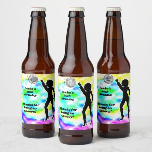 ディスコパーティー絞り染め大人グルービー誕生日パーティー ビールラベル (ボトル)