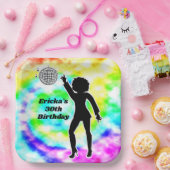 ディスコパーティー絞り染め大人レトロ誕生会 ペーパープレート (パーティー)