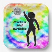 ディスコパーティー絞り染め大人レトロ誕生会 ペーパープレート (正面)