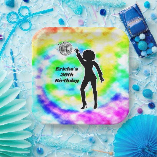 ディスコパーティー絞り染め大人レトロ誕生会 ペーパープレート (パーティー)