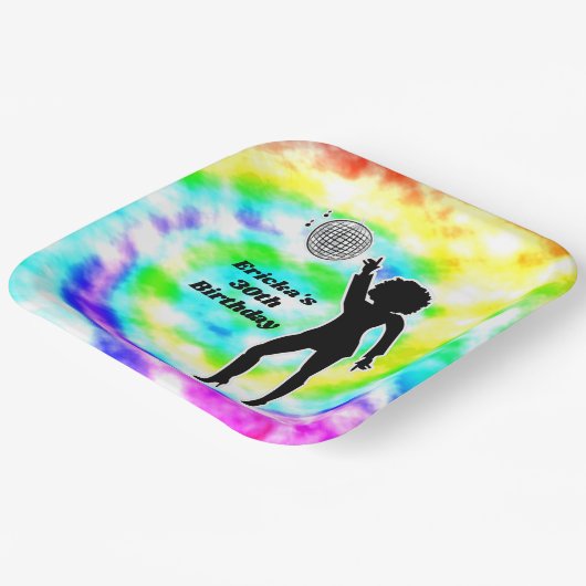 ディスコパーティー絞り染め大人レトロ誕生会 ペーパープレート (傾斜あり)