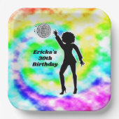 ディスコパーティー絞り染め大人レトロ誕生会 ペーパープレート (正面)