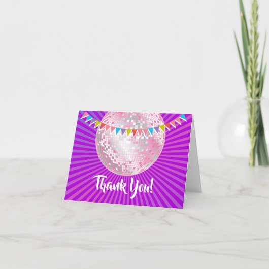 ディスコパーティー,グリッター，ダンス，パーティーサンキューカード サンキューカード (正面)