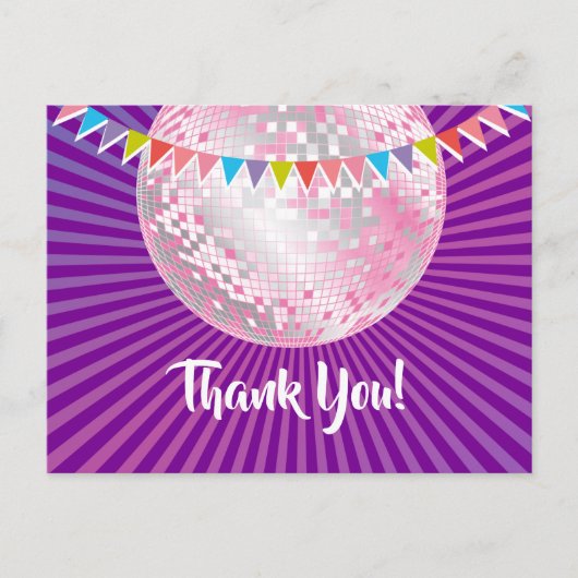 ディスコパーティー,グリッター,ダンス,パーティーサンキューカード ポストカード (正面)