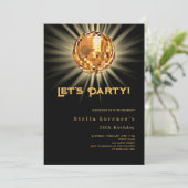 ディスコパーティー ブラック ゴールド 誕生日 招待状 (スタンド正面)