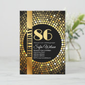 ディスコパーティー、金ゴールド、任意の年齢、誕生日パーティー 招待状 (スタンド正面)