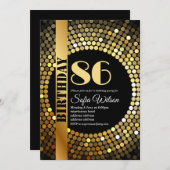 ディスコパーティー、金ゴールド、任意の年齢、誕生日パーティー 招待状 (正面/裏面)