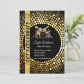 ディスコパーティー、金ゴールド、音楽、誕生日パーティー 招待状 (スタンド正面)