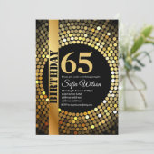 ディスコパーティー,金ゴールド, 70s，誕生日パーティー 招待状 (スタンド正面)