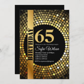 ディスコパーティー,金ゴールド, 70s，誕生日パーティー 招待状 (正面/裏面)