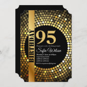 ディスコパーティー,金ゴールド, 95s，誕生日パーティーの招待 招待状 (正面/裏面)