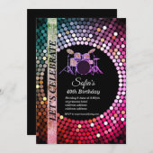 ディスコパーティー, 70s，音楽，誕生日パーティー 招待状 (正面/裏面)