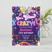 ディスコパーティー Let's Glow ネオングロウガール 誕生日 招待状 (スタンド正面)