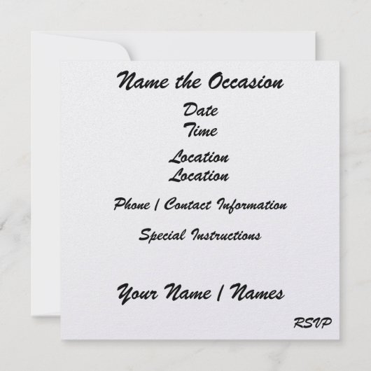 ディスコパーティ - SRF 招待状 (裏面)