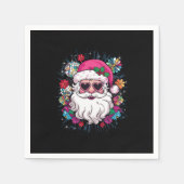 ディスコピンクサンタおもしろいクリスマスパーティー スタンダードカクテルナプキン (正面)