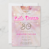 ディスコピンクティール(緑がかった色)レトロダンス30th誕生日パーティー 招待状 (正面)