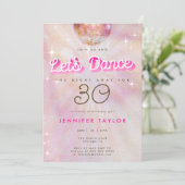 ディスコピンクティール(緑がかった色)レトロダンス30th誕生日パーティー 招待状 (スタンド正面)