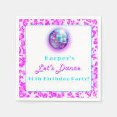 ディスコピンクヒョウ印刷レトロダンス誕生日 スタンダードカクテルナプキン (正面)