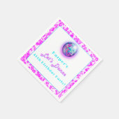 ディスコピンクヒョウ印刷レトロダンス誕生日 スタンダードカクテルナプキン (角)