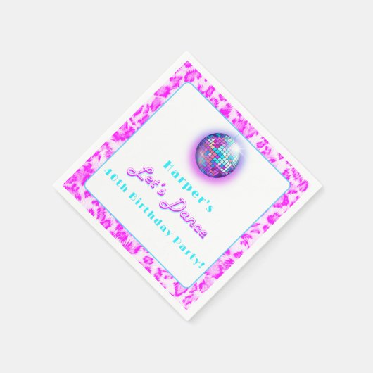 ディスコピンクヒョウ印刷レトロダンス誕生日 スタンダードカクテルナプキン (角)