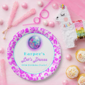 ディスコピンクヒョウ印刷レトロダンス誕生日 ペーパープレート (パーティー)