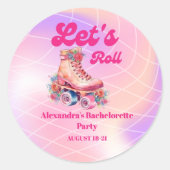ディスコピンクレトロローラースケート独身最後の夜 ラウンドシール (正面)