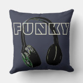 ディスコファンキーヘッドフォン音楽エンターテイメントレトロ クッション (裏面)